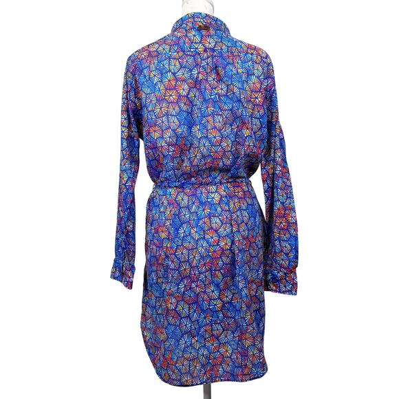 VILEBREQUIN Geometric Cotton Shirtdress Womens L Multi Turtle Shell Print Resort - Picture 12 of 16